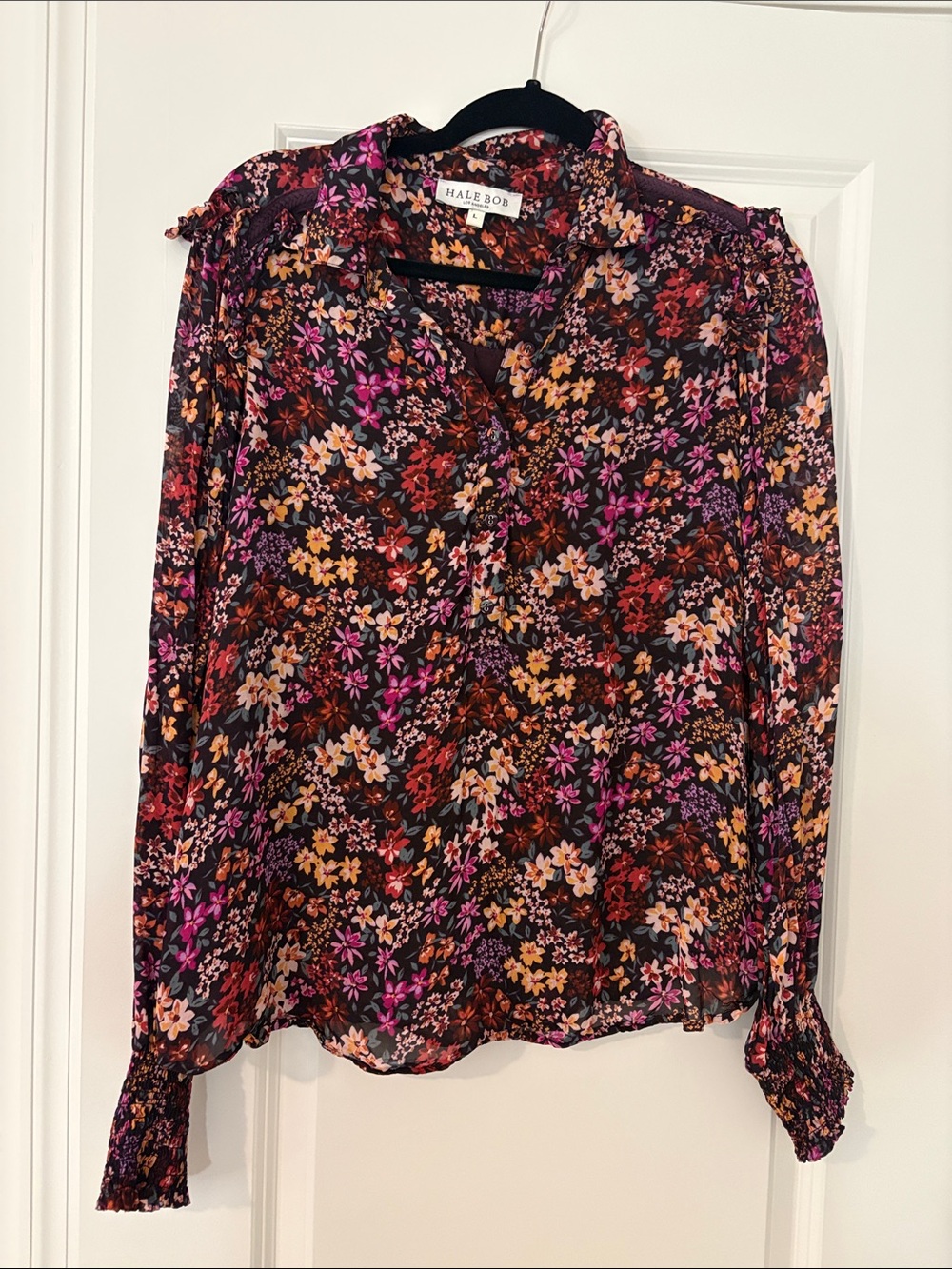 Hale Bob Women's Floral Button-Front Long-Sleeve Blouse - Multi